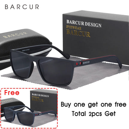 BARCUR Design TR90 Sunglasses Men Polarized Light Weight Sports Sun