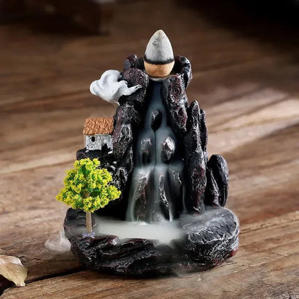 Incense Burner Mountains River Waterfall Fragrance Fireplace Backflow