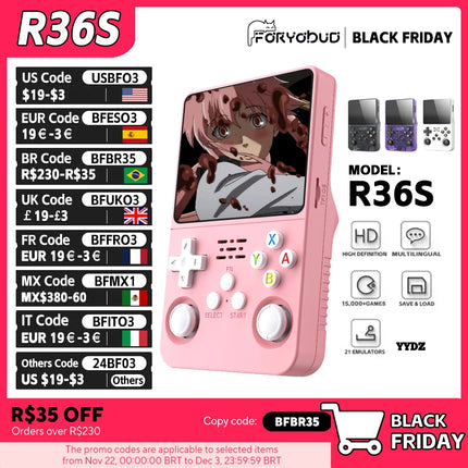 R36S Retro Handheld Video Game Console Linux System 3.5-inch IPS