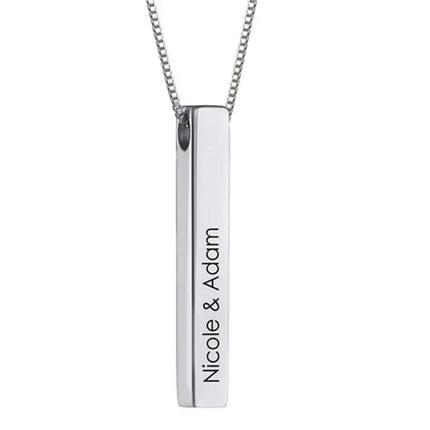 Custom Stainless Steel Personalized Engraved Bar Necklace For Women
