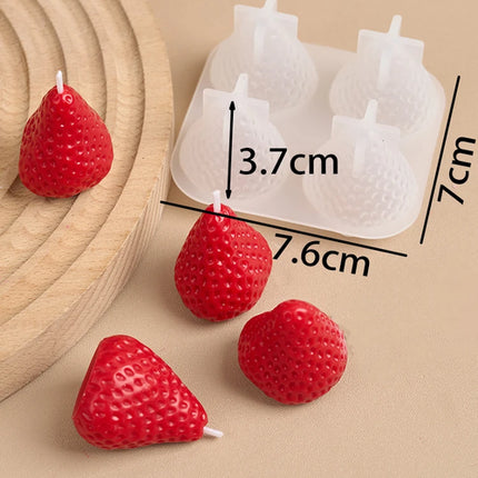 3D Strawberry Aromatherapy Candle Silicone Mold DIY Handmade Romantic