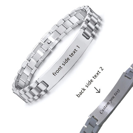 Personalized Engrave ID Bracelet for Men Wristband Stainless Steel