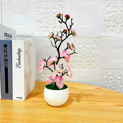 Simulation Plum Flower Pot Plant Artificial Plastic Fake Flowers Home