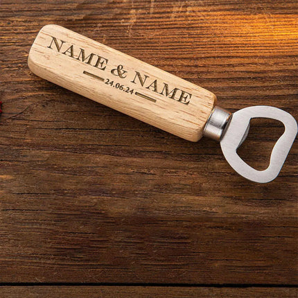 Personalized Bottle Opener Wedding Favour Gift for Him Engraved Wooden