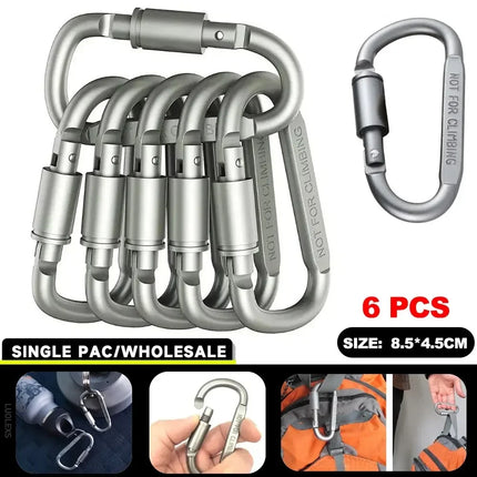 6pcs Carabiner Set For Key Camping Survival EDC Outdoor Keychain Clip