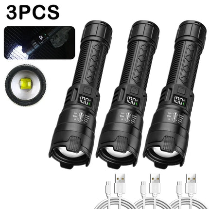 High Power 2000LM LED Flashlight Built-in Battery USB Rechargeable