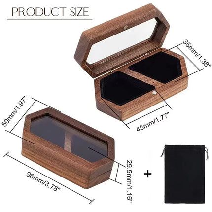 Free Custom Personalized Walnut Wooden Ring Box Engraved Engagement