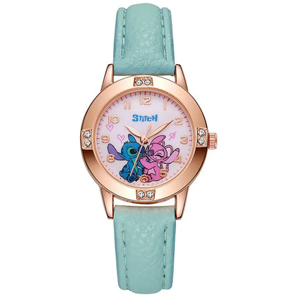 Disney Children's Watches Cute Cartoon Stitch Imitation Diamond Belt