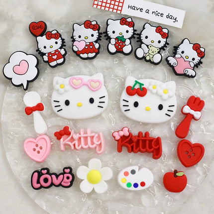 MINISO Hawaiian-themed Decor Hello Kitty Shoe Charms Brown Cat Summer