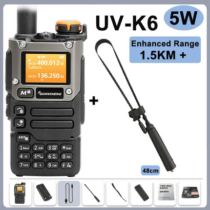 Quansheng UV-K6 Walkie Talkie 5W Air Band Radio Type C Charge UHF VHF