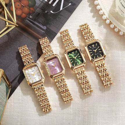 Luxury Women Watches Fashion Rectangle Ladies Steel Band Quartz Watch