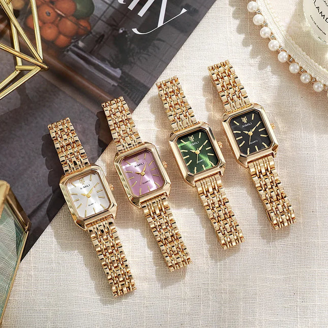 Luxury Women Watches Fashion Rectangle Ladies Steel Band Quartz Watch