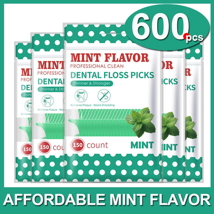 Clearance_600pcs Mint Dental Floss Sticks - Portable ultra-Fine Bagged