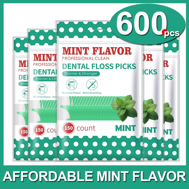 Clearance_600pcs Mint Dental Floss Sticks - Portable ultra-Fine Bagged