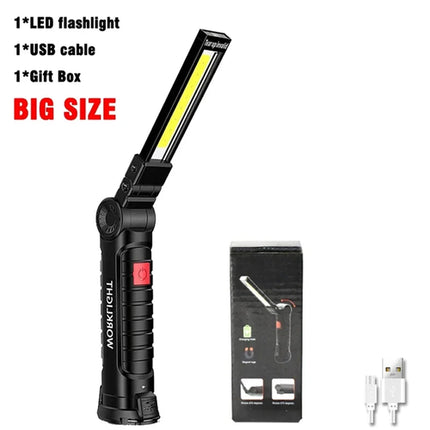 Portable Fold LED Flashlight Strong Magnet COB Working Light Type C