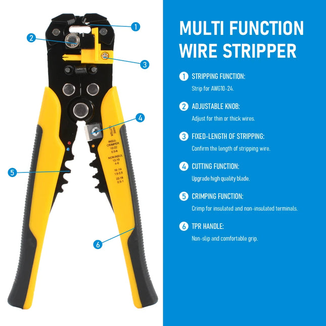 Crimper Cable Cutter Adjustable Automatic Wire Stripper