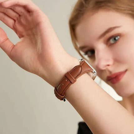 Slim Leather Strap For Apple Watch Series 10 42/46mm 9 8 7 41mm 45mm