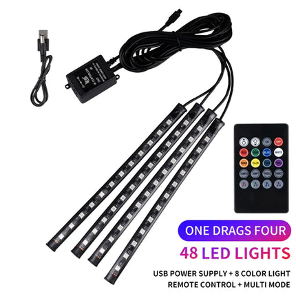 Neon LED Car Interior Ambient Foot Strip Light Kit Accessories RGB