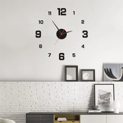 3D Creative Frameless DIY Wall Hanging Clock Wall Stickers Home Mute