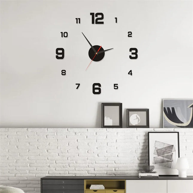 3D Creative Frameless DIY Wall Hanging Clock Wall Stickers Home Mute