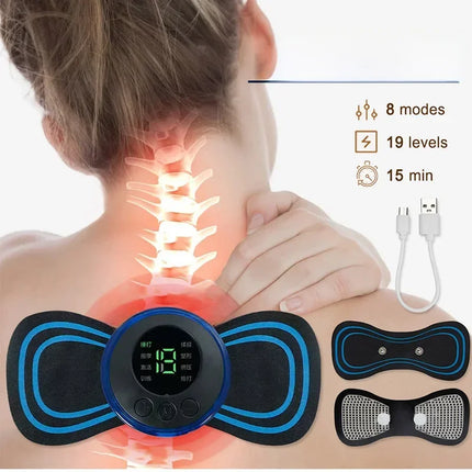 Electric Neck Massager Mini Cervical Back Patch Muscle Relieve Fatigue
