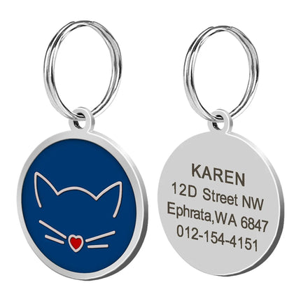Cute Cat Tag Small Dog ID Tags Free Engraved Name Cats Kitten Name Tag