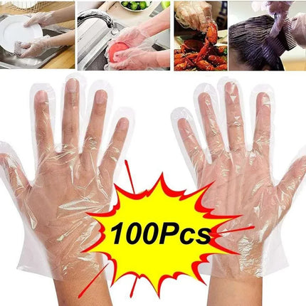 100pcs Disposable Gloves Plastic Gloves Transparent Eco-friendly