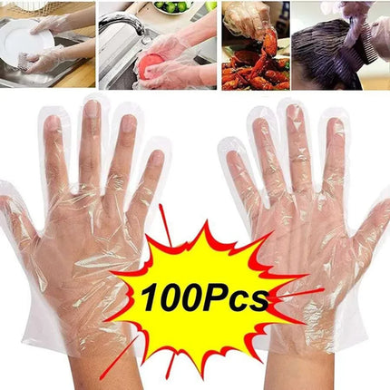 100pcs Disposable Gloves Plastic Gloves Transparent Eco-friendly