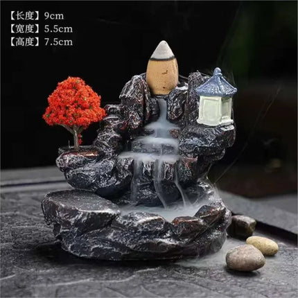 Incense Burner Mountains River Waterfall Fragrance Fireplace Backflow
