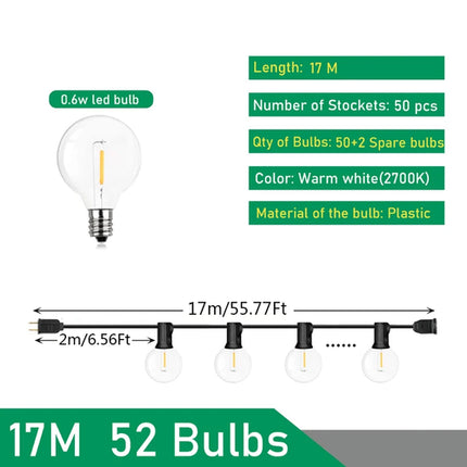 110V/220V Outdoor String Lights LED G40 Festoon Fairy Patio Garland