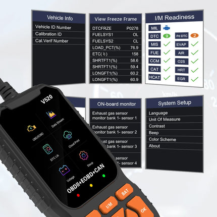 V520 v309  New OBD2 Scanner Professional Auto Engine System Lifetime