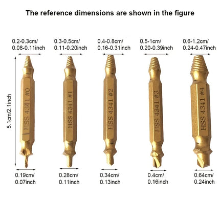 6pcs Damaged Screw Extractor Set: Double Head Screw Remover Tools for