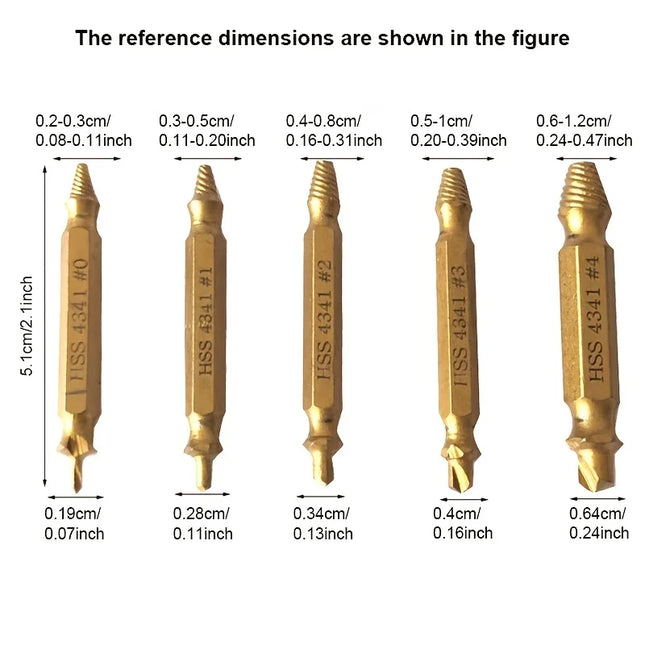 6pcs Damaged Screw Extractor Set: Double Head Screw Remover Tools for