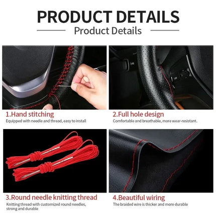 Artificial Leather Steering Wheel Cover Anti-Slip Braiding Cover For