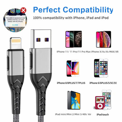 USB Cable For iPhone 11 12 13 14 Pro X XS Max 6 7 8 Plus SE iPad 3A