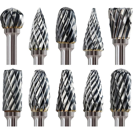 10PCS Carbide Burr Set Compatible with Dremel 1/8" Shank Die Grinder