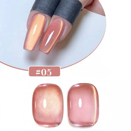 1/5PCS SS25 Cat Eye Gel Polish w/Glass Beads & Crystal, 5 Colors Salon