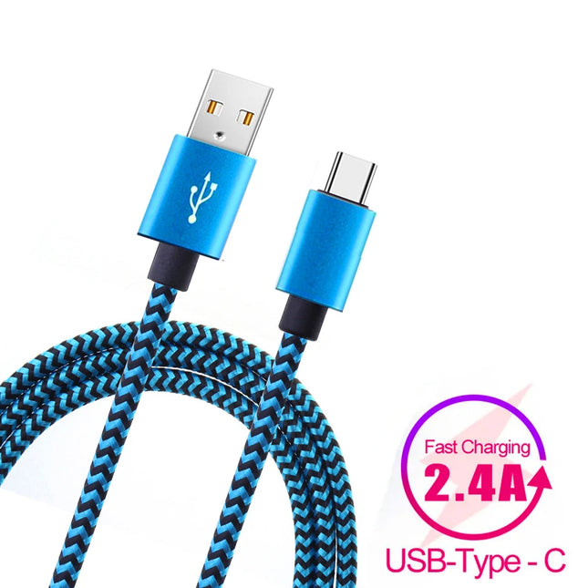 USB Type C Cable Date Sync 2.4A Fast Charging Nylon Braided Wire
