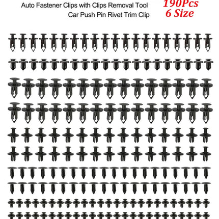 190PCS rivet fasteners, 6 models and sizes, body fixing clip bumper,