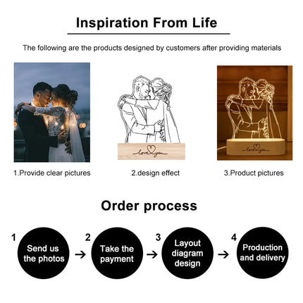 Dropshipp Personalized 3D Photo Lamp Engraving Base Custom Valentine's