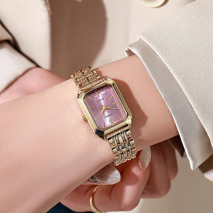 Luxury Women Watches Fashion Rectangle Ladies Steel Band Quartz Watch