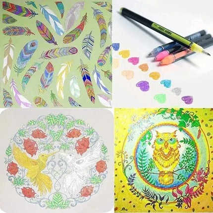 12Pcs Colors Gel Pens and Refills for School Office Coloring Book