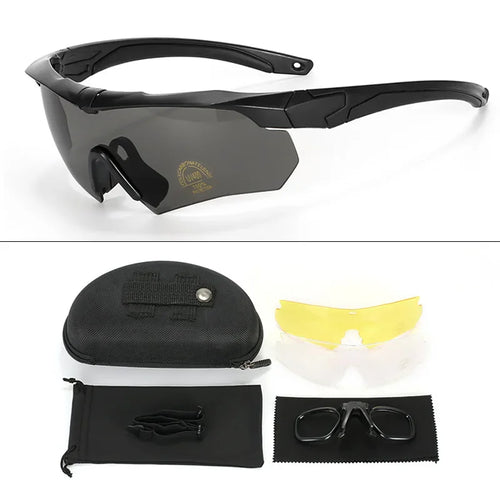 Military Tactical Goggles CS Airsoft Windproof Shooting Glasses HD 3