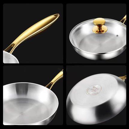 316 Stainless Steel Frying Pan Wok Pan Nonstick Cooking Fried Steak
