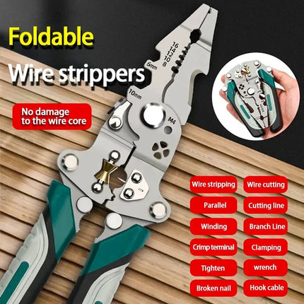 Foldable wire stripper, pulley design multi-function electrician wire