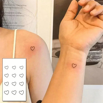 Waterproof Temporary Tattoo Sticker Black Hand Drawn Heart Design Body