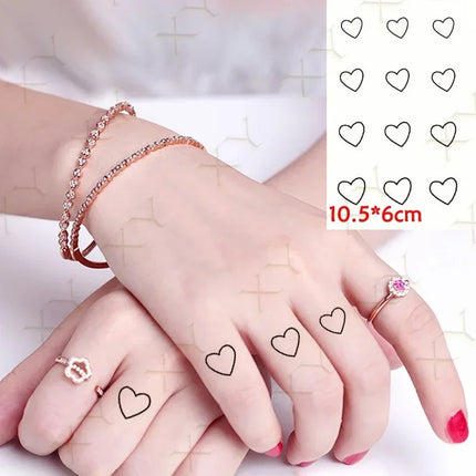 Waterproof Temporary Tattoo Sticker Black Hand Drawn Heart Design Body