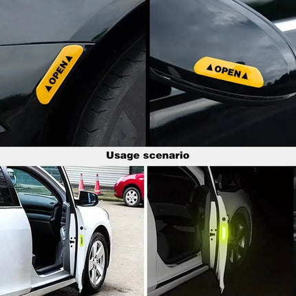 4PCS Reflective Car Door Sticker Safety Opening Warning Reflector Tape