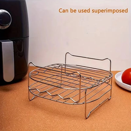 1set Stainless Steel Air Fryer Rack With 4 Roast Meat Picks Grill Air