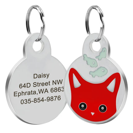 Cute Cat Tag Small Dog ID Tags Free Engraved Name Cats Kitten Name Tag